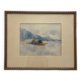 Aquarelle ancienne paysage suisse signée Fürst 1915