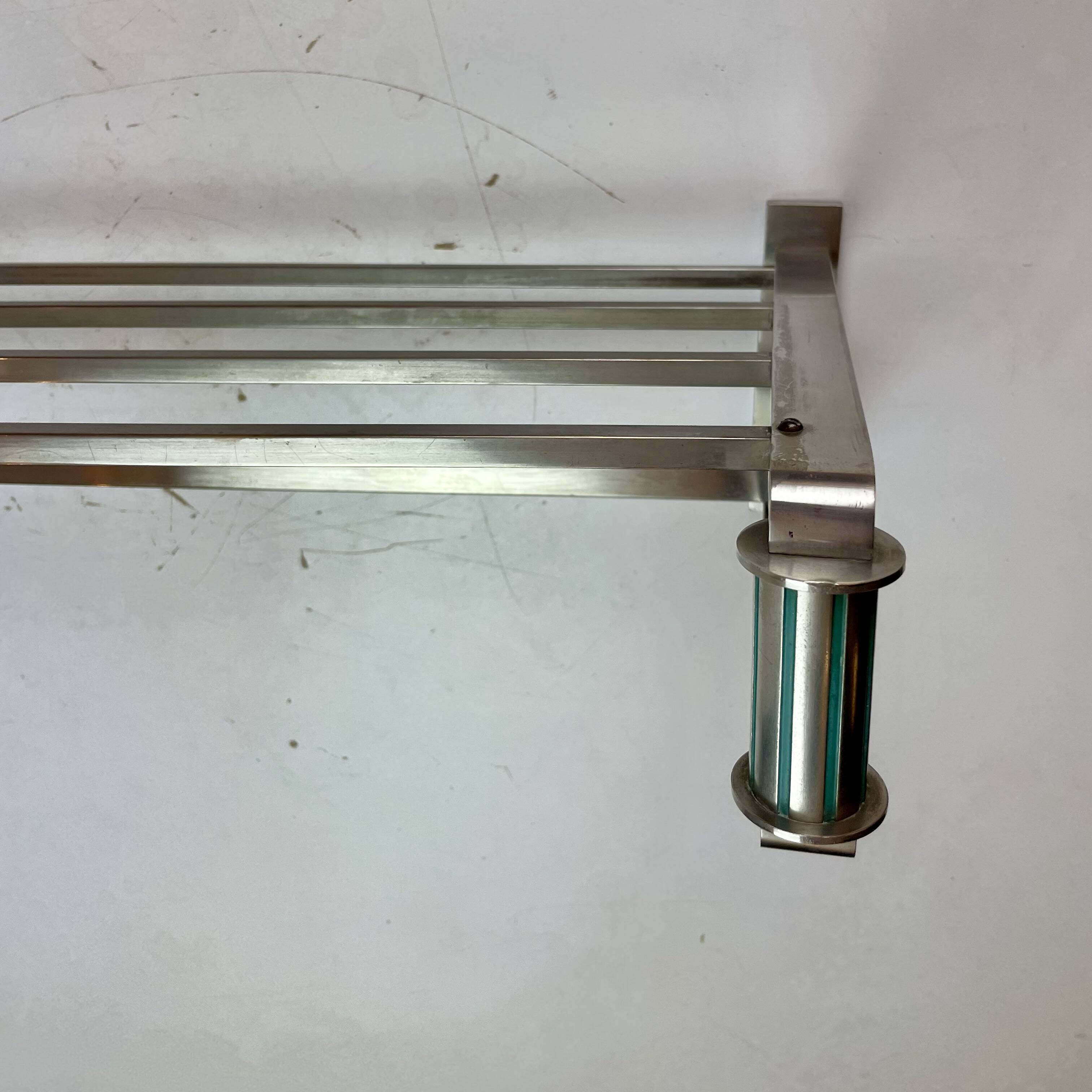 Art Deco coat rack in the style of a train carriage, 1930s.