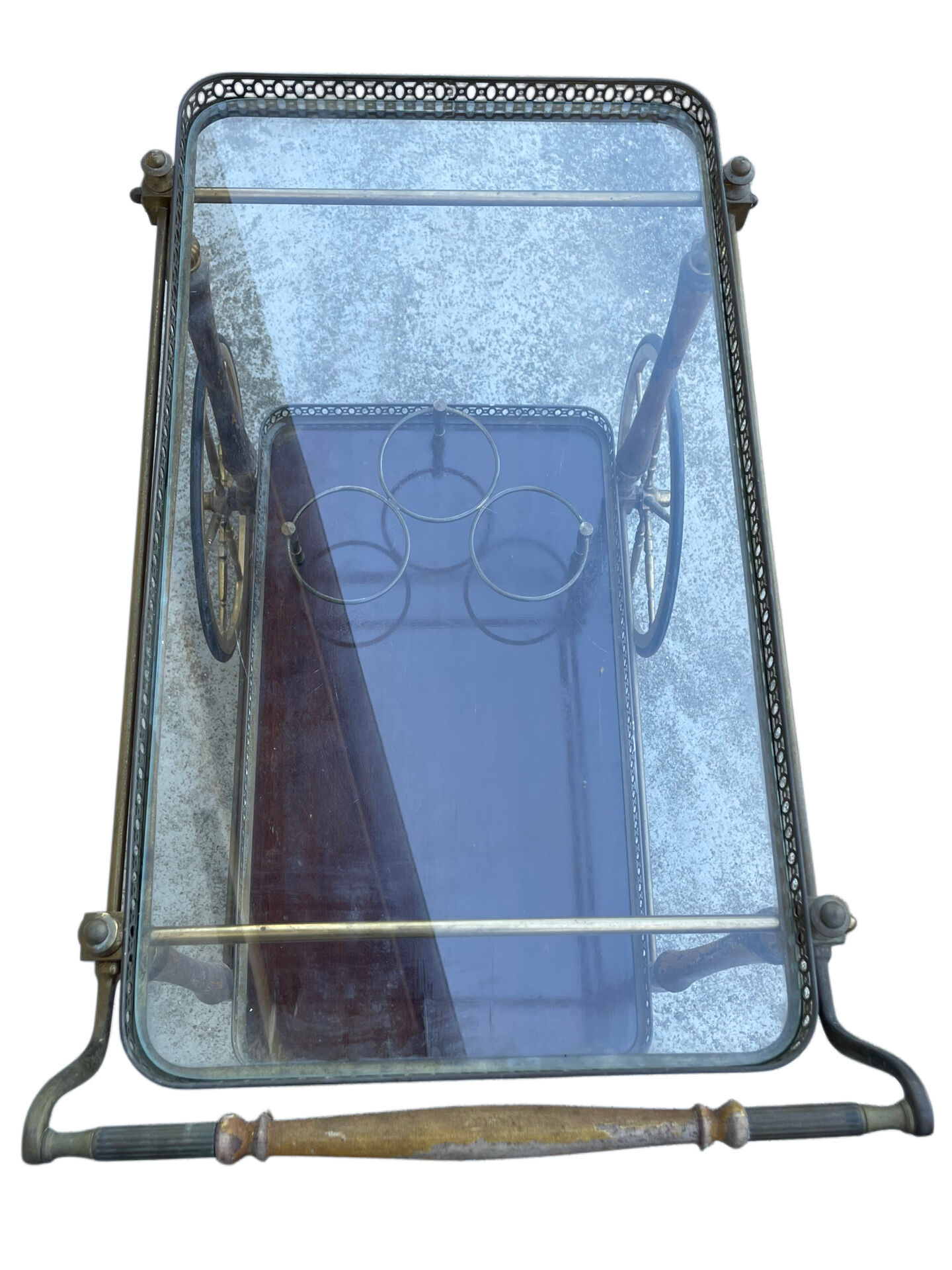 Bar drinks trolley in brass and wood from Maison Jansen