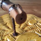 Ceramic cheese board with bamboo handle