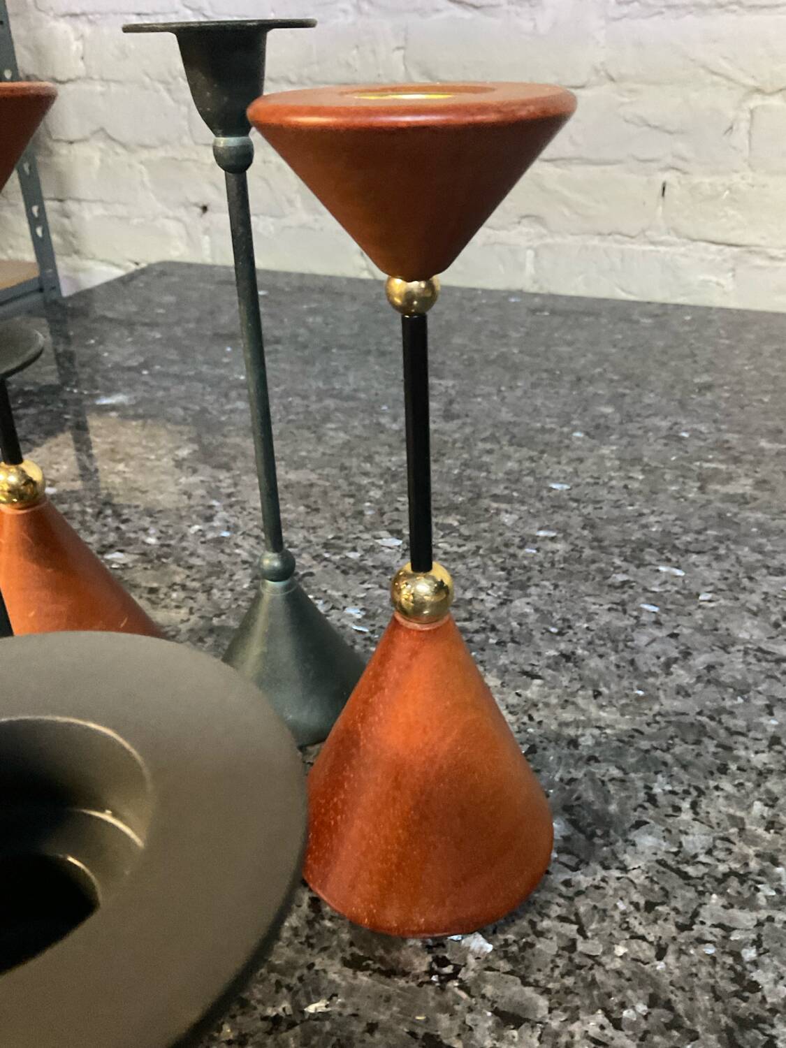 Set of 5 vintage diabolo candle holders