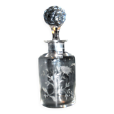 Carafe flacon ancien en cristal gravé fleuri Saint-Louis H17cm