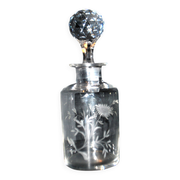 Antique Saint-Louis floral engraved crystal bottle carafe H17cm