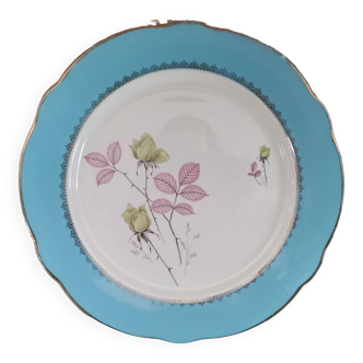 Round dish K&G Lunéville Badonviller France marli light blue floral decoration