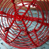Egg basket in wire painted red, vintage from the 1970s