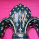 Antique Wall Vase Fleur de Lys in Gien Blue and Gold Earthenware - Jard