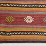 6x12 Long Wide Red Striped Kilim Rug,  190x356Cm