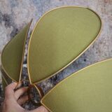 Flower suspension metal structure 6 petals in olive green linen