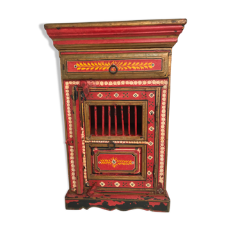 Meuble de chevet chinois rouge années 40-50