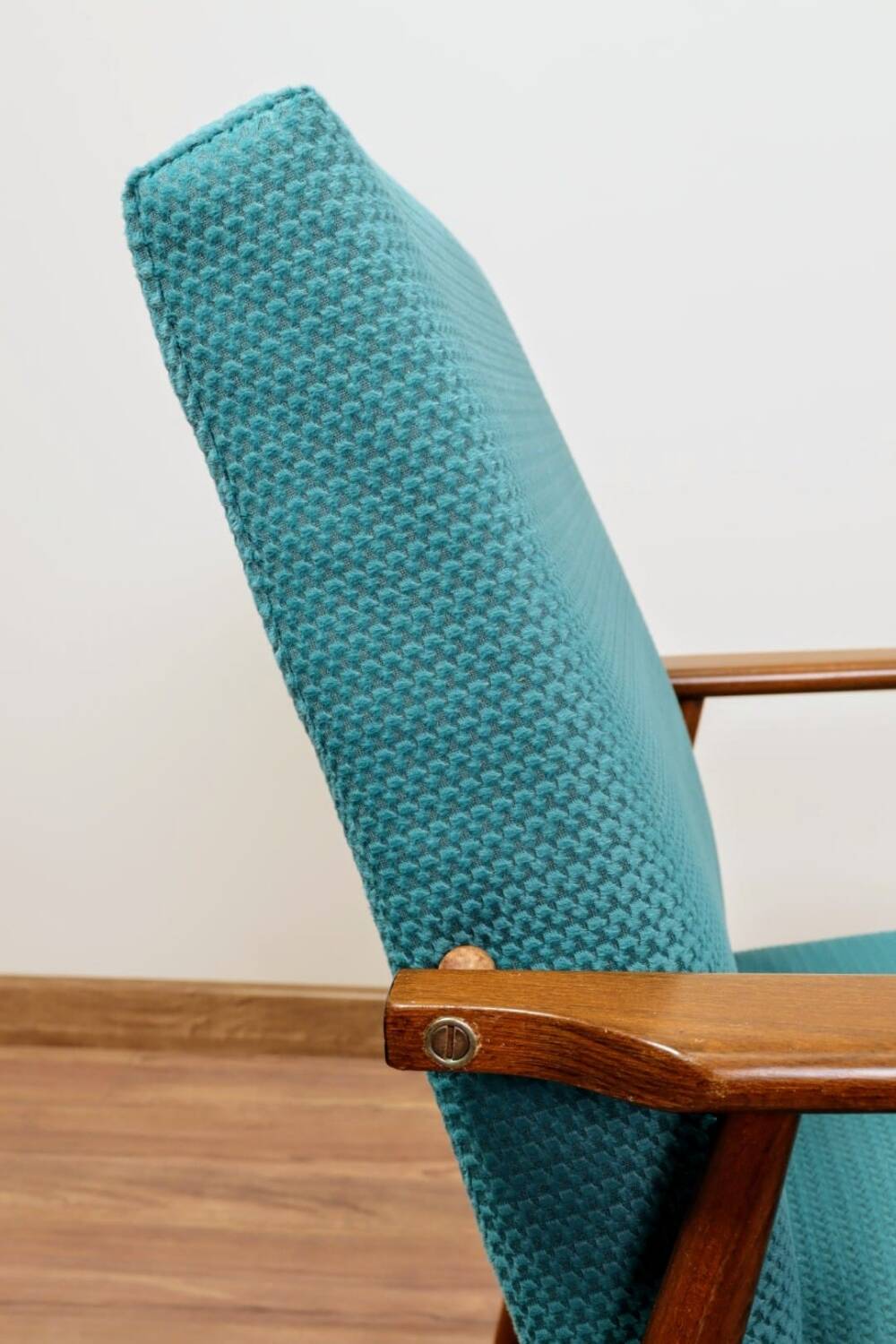 Scandinavian Lounge Chair Mid Century Design Turquoise Vintage Fabric