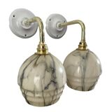 Pair of Art Deco wall lights in marbled opaline