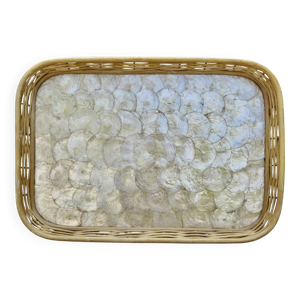 Ancien plateau en rotin