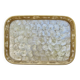 Old tray in woven rattan and mother-of-pearl, 1980s, vintage