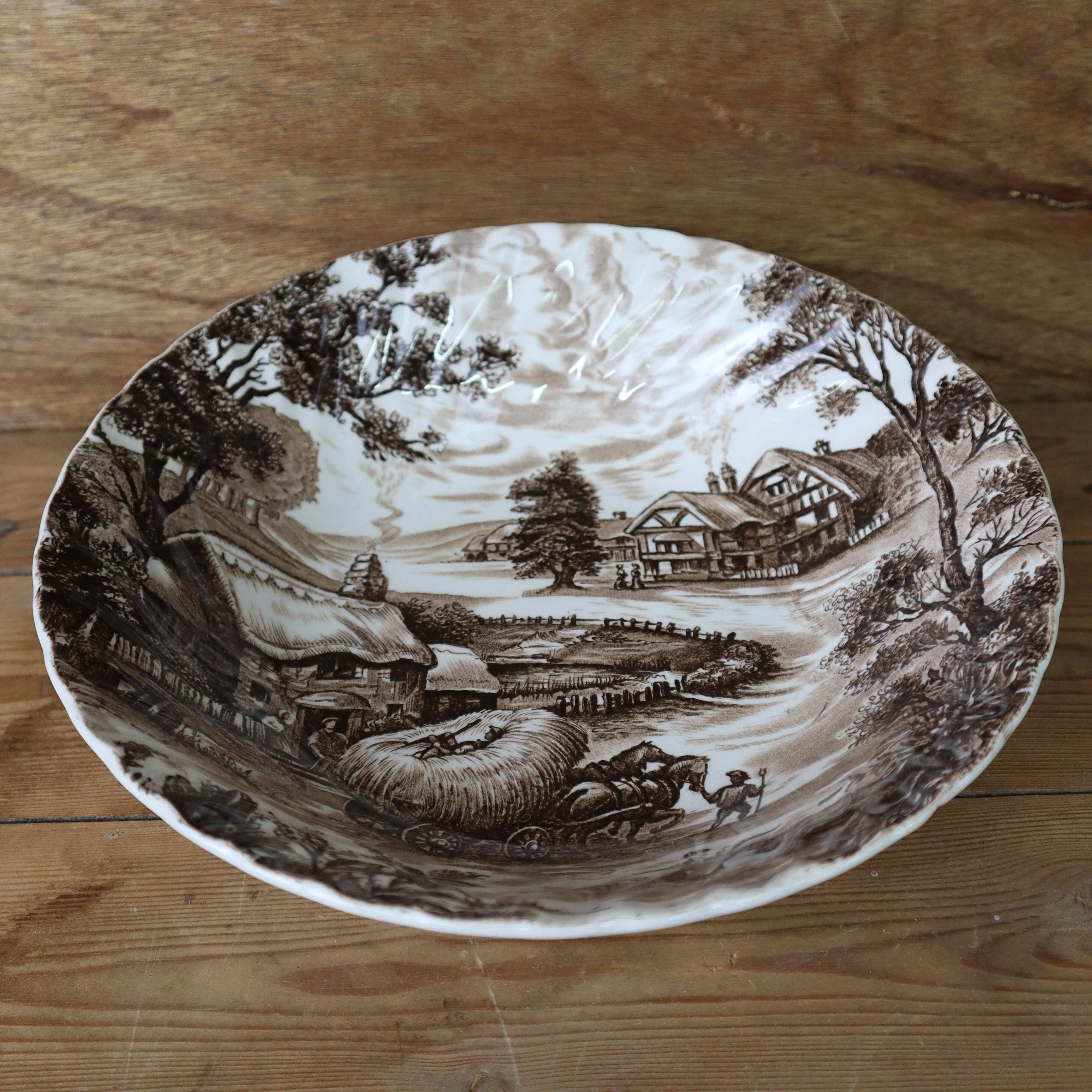 2 vintage English Staffordshire 'HAYRIDE' salad bowls