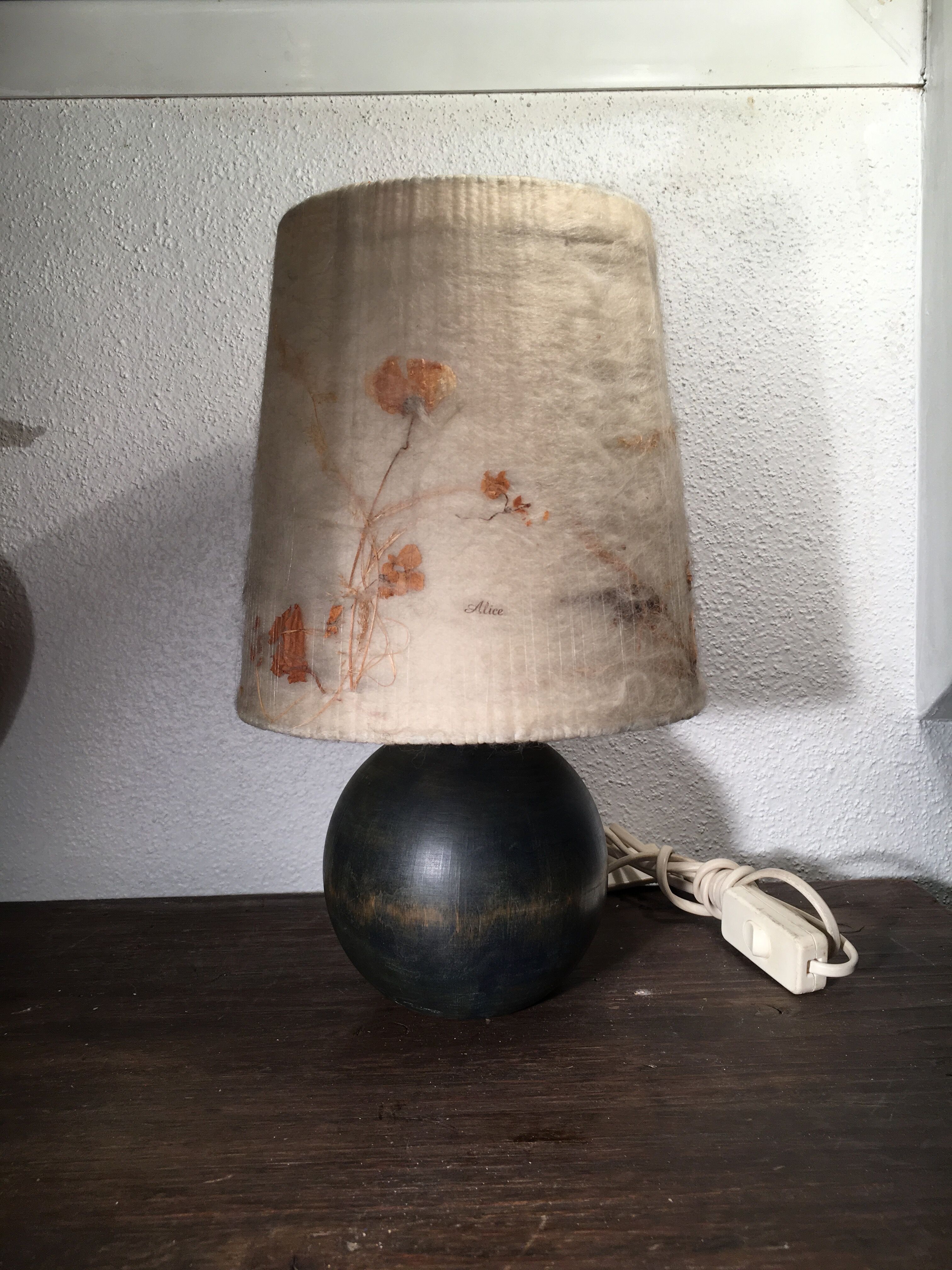 Lamp Vintage silk and twigs