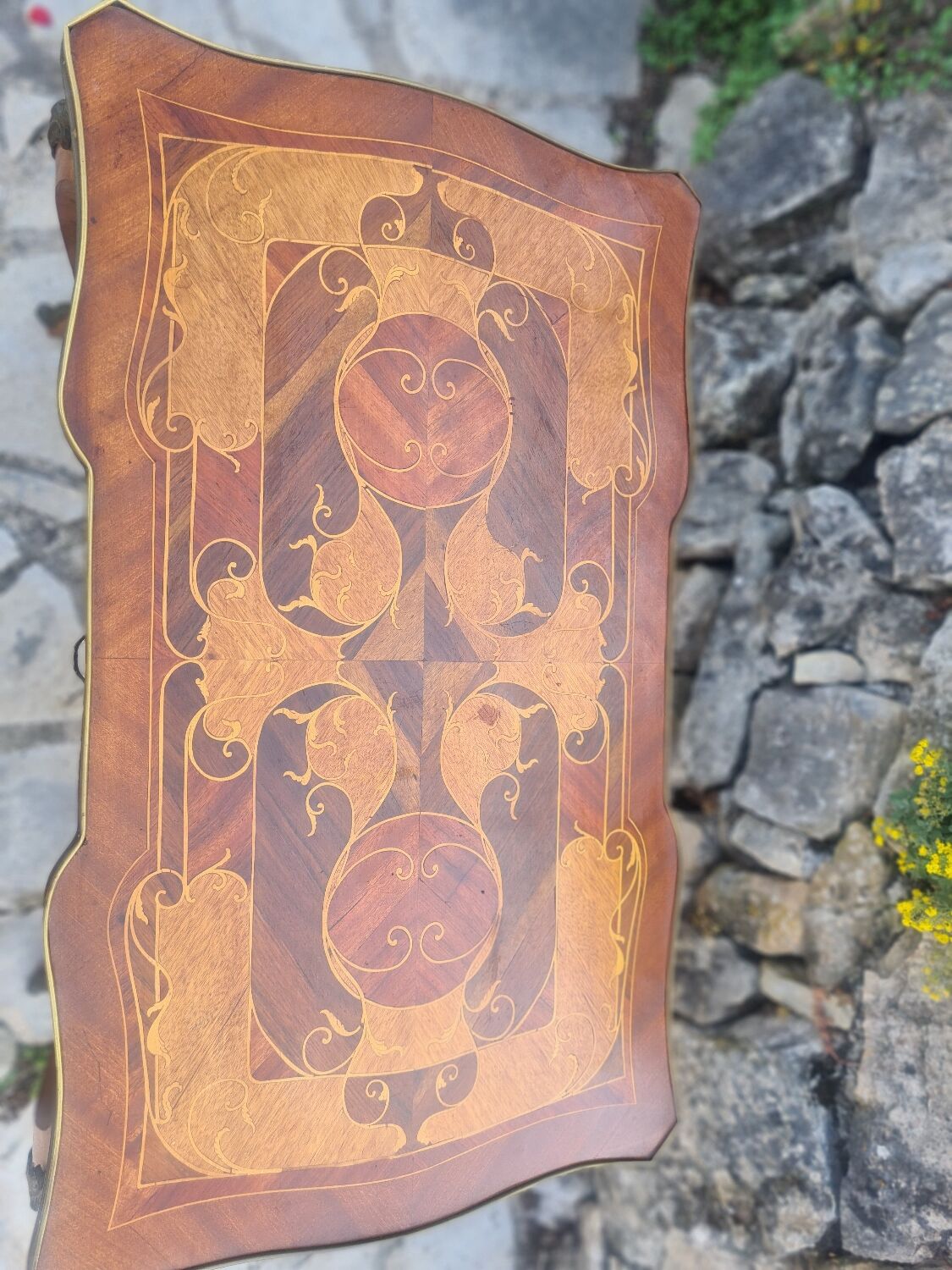 Louis XV style flat desk in marquetry