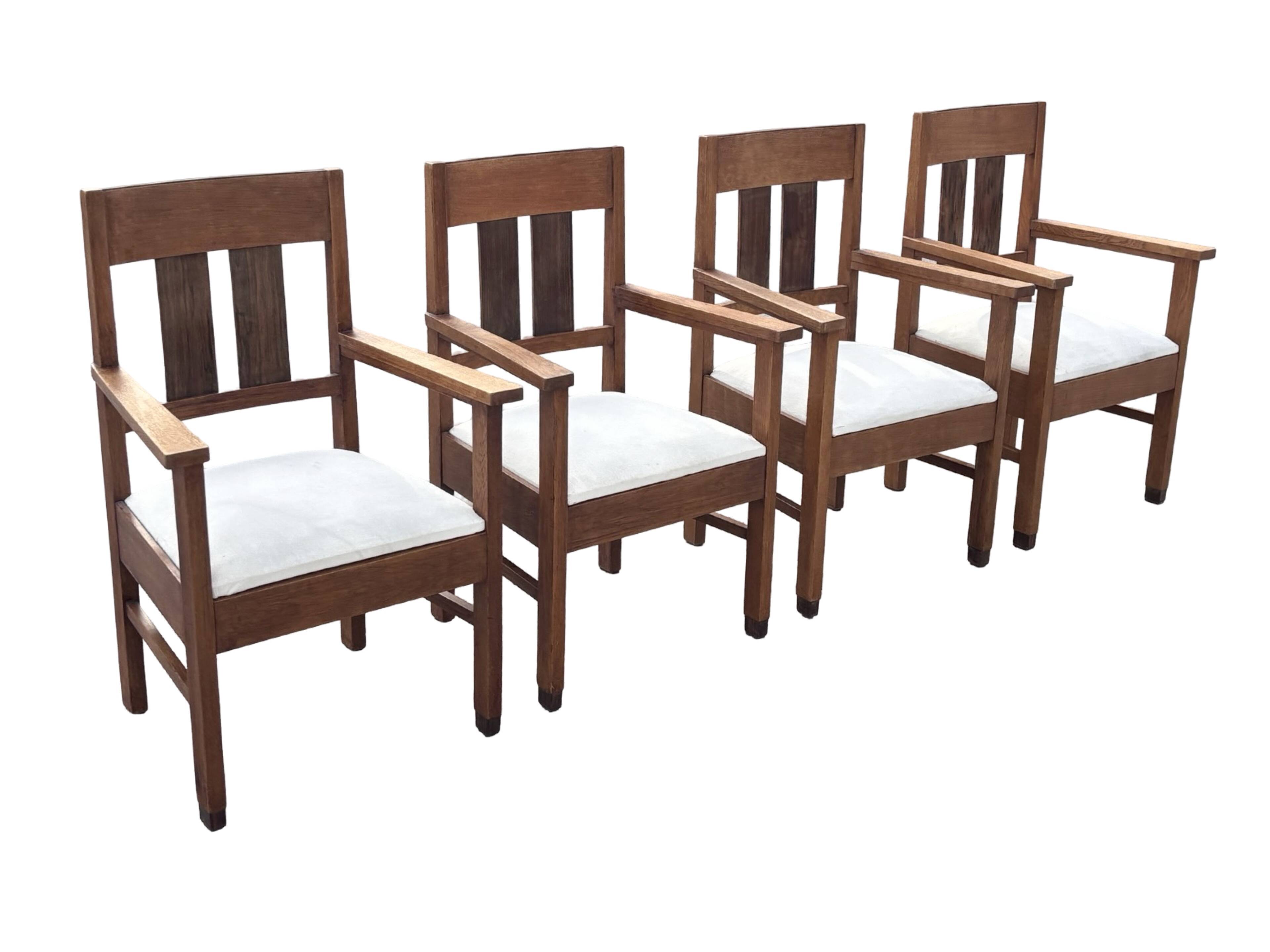 Set of four Art Deco chairs oak Amsterdam School Design 30's