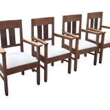 Set of four Art Deco chairs oak Amsterdam School Design 30's