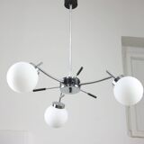 Mid-Century Italian Chrome and Opaline Chandelier