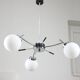 Lustre Mid-Century en Chrome et Opaline, Italie