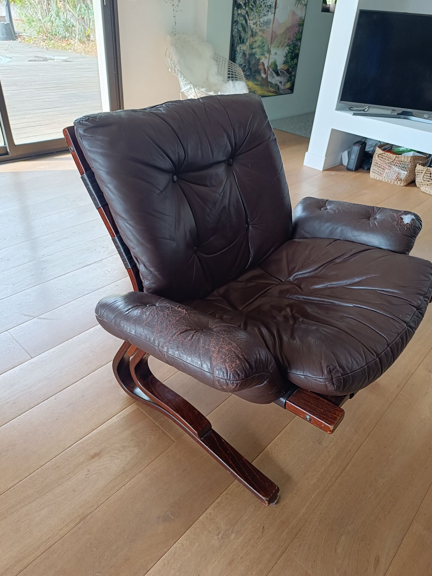 Fauteuil kengu designer elsa et nordhal solheim  pour rikken année 60