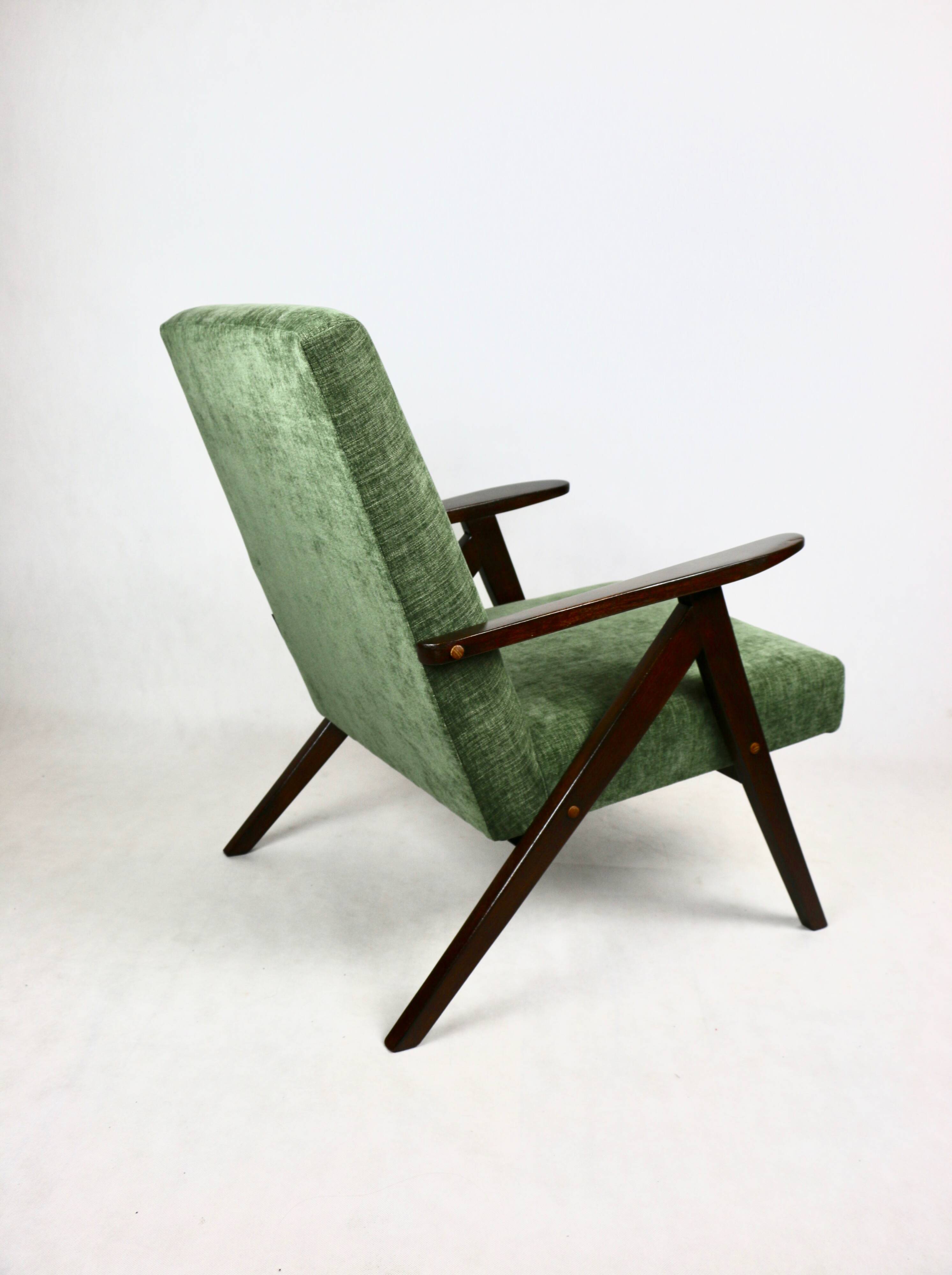 Fauteuil vintage vert olive modèle B-310, années 1970