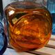 Trio vintage vase bottle and jar in amber and blue glass