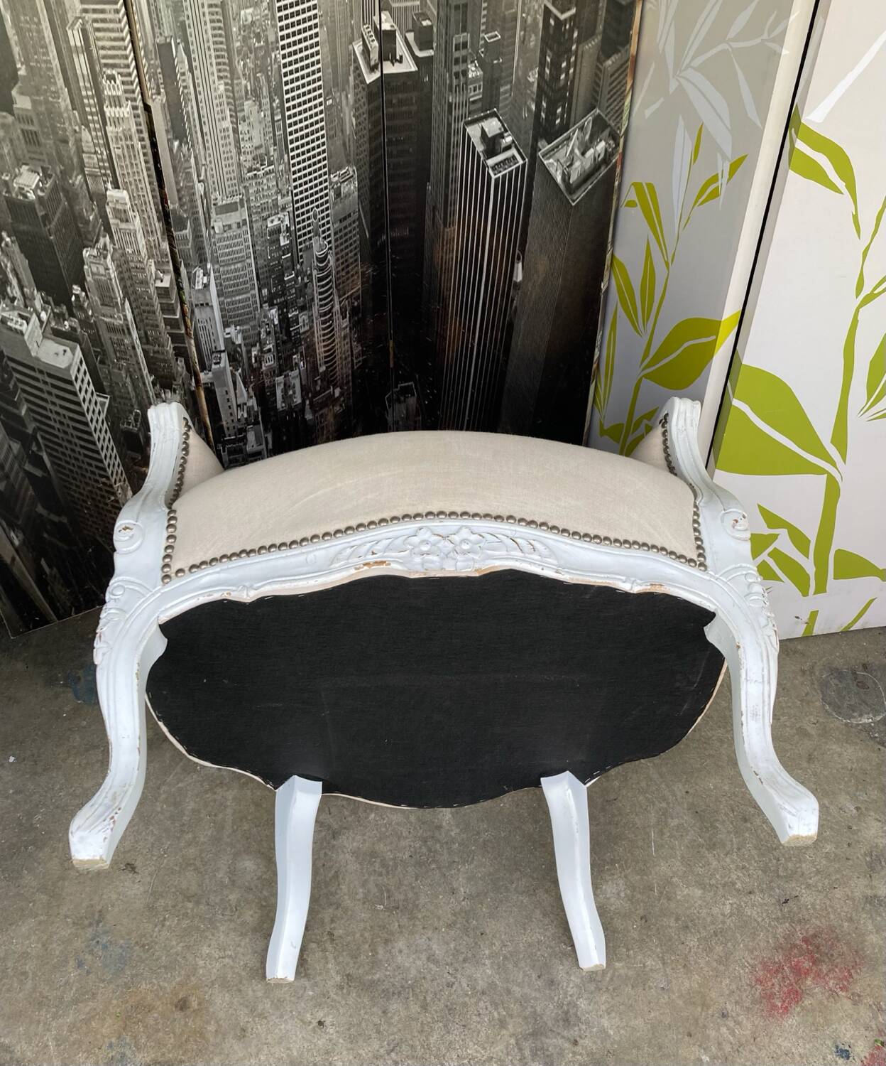 Bergère St Louis XV white rechampi 20th century