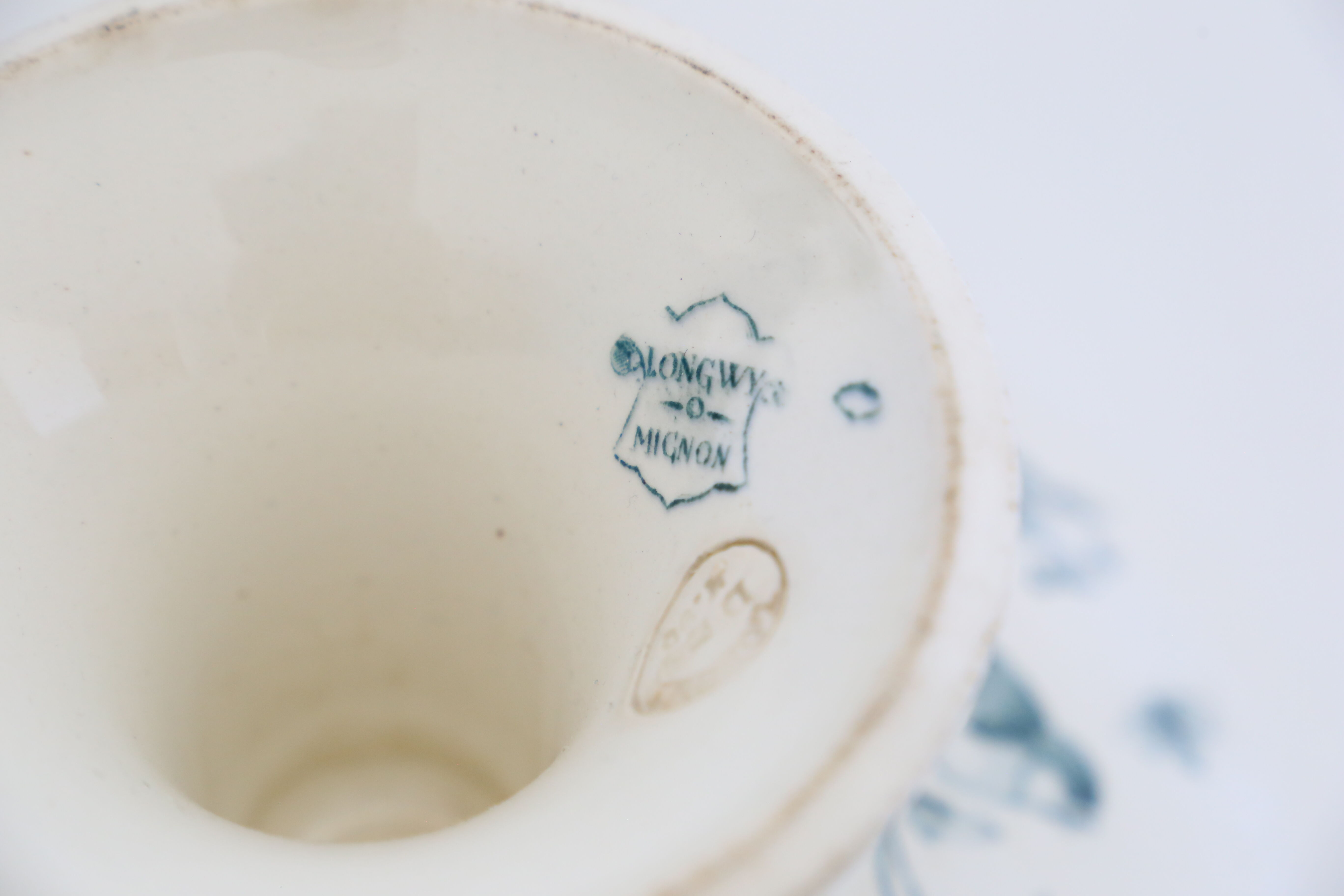 Servant dish on piedouche / compotier, Terre de Ferre, Longwy cute pattern, Vintage, early 19th