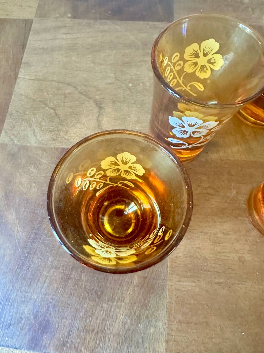 Set of six antique liqueur glasses