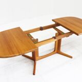 Vintage Glostrup Danish oval extendable dining table solid teak 1960s