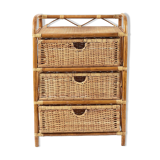 Wicker and rattan chest of drawers with 3 drawers
