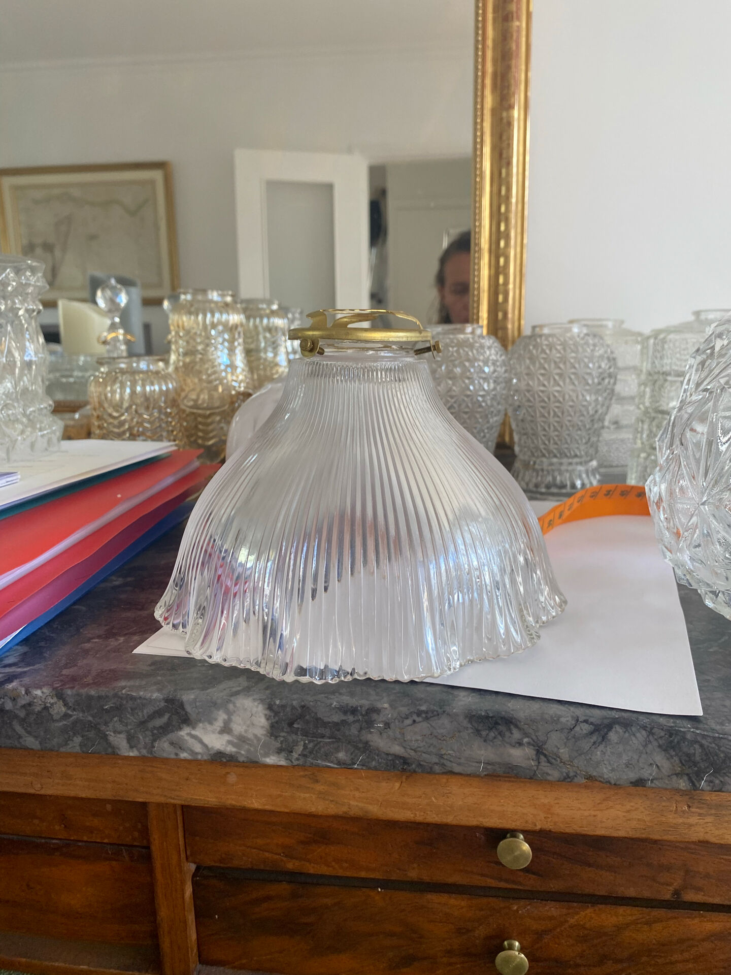 Suspension abat-jour vintage holophane