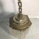 Old brass hanging cylindrical vintage glass pampilles