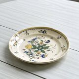 Earthenware plate, hand-painted floral and bird motif
