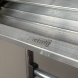 Vintage Brabantia step stool in wood, Skai and chrome metal