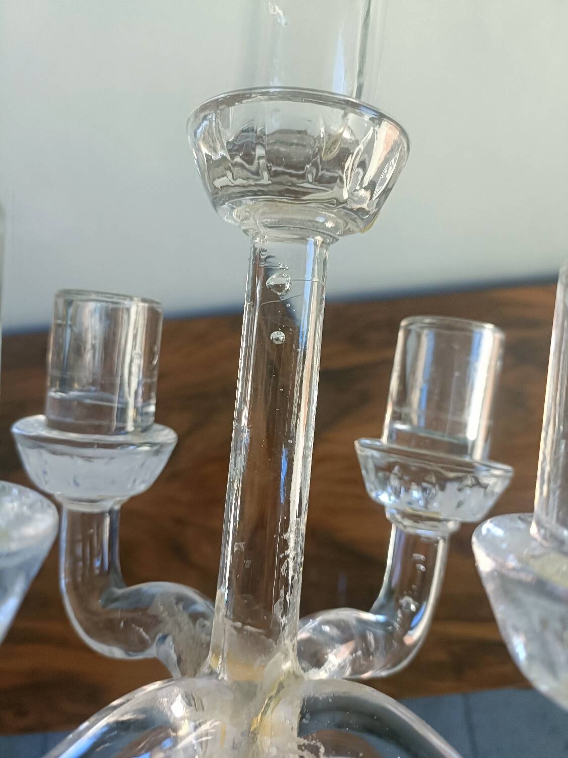 Chandelier, candelabra in bubbled blown glass