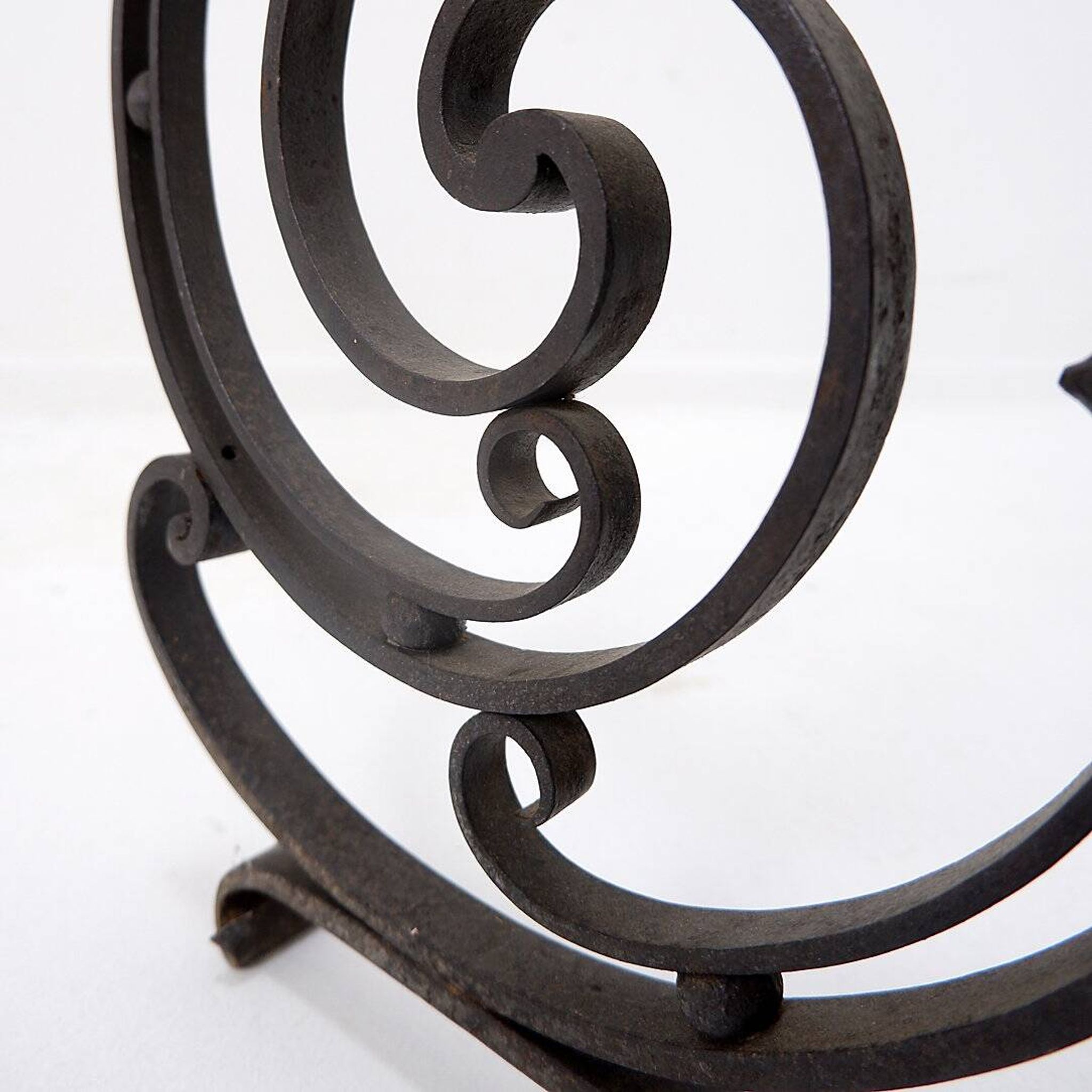 Art Nouveau Wrought iron tripod floor candlestick