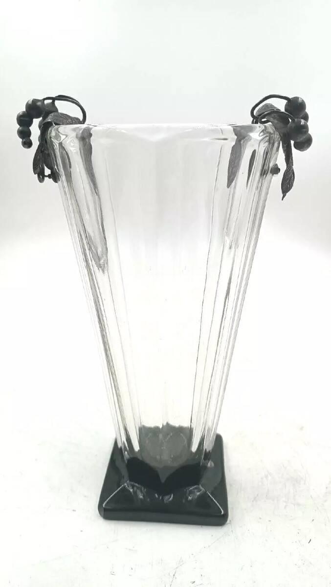 Crystal vase with 800 silver grape applications - 1970s, Italian production