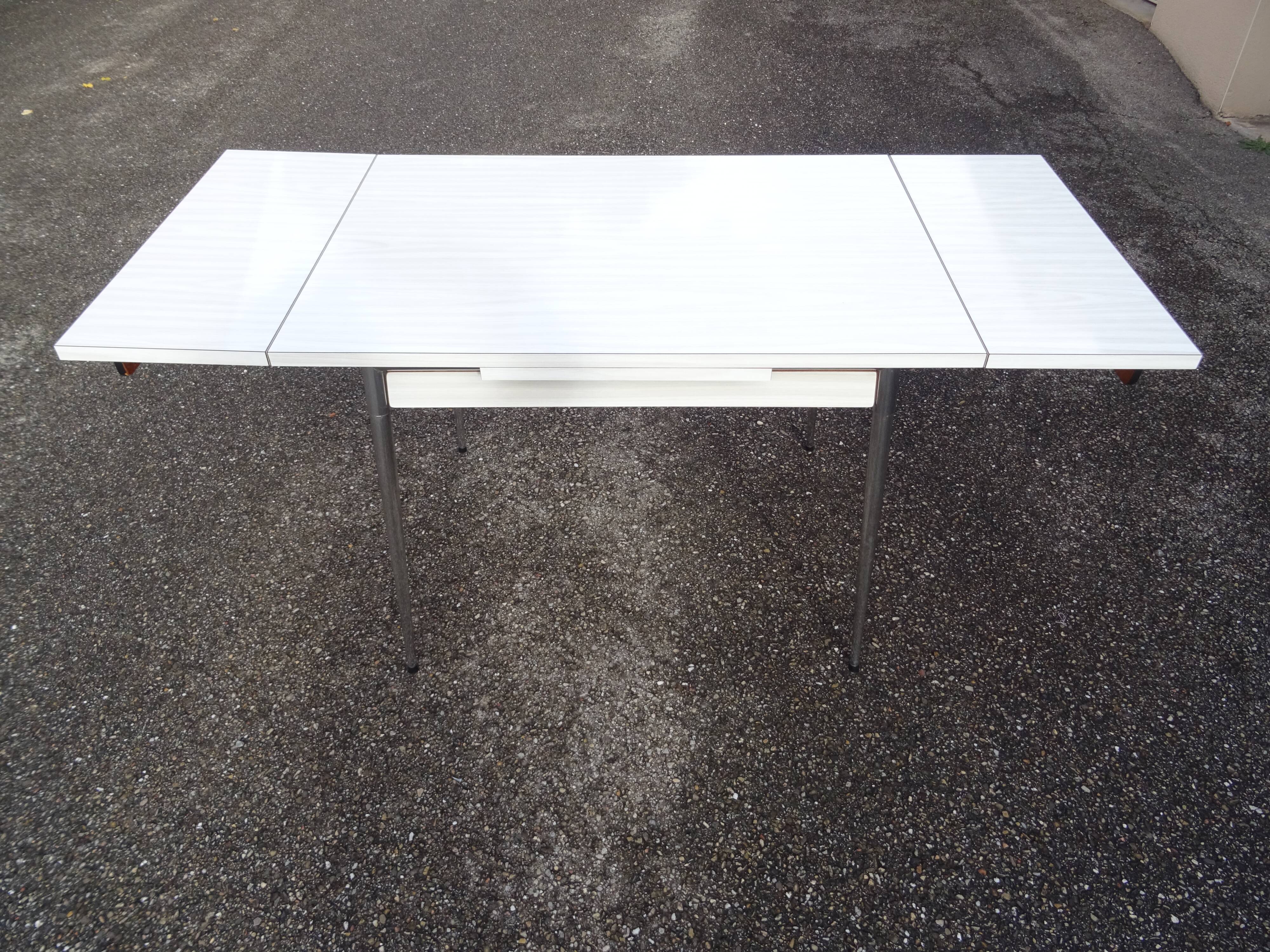 Vintage 60s white formica chrome kitchen table