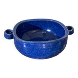 Plat en grès émaillé bleu