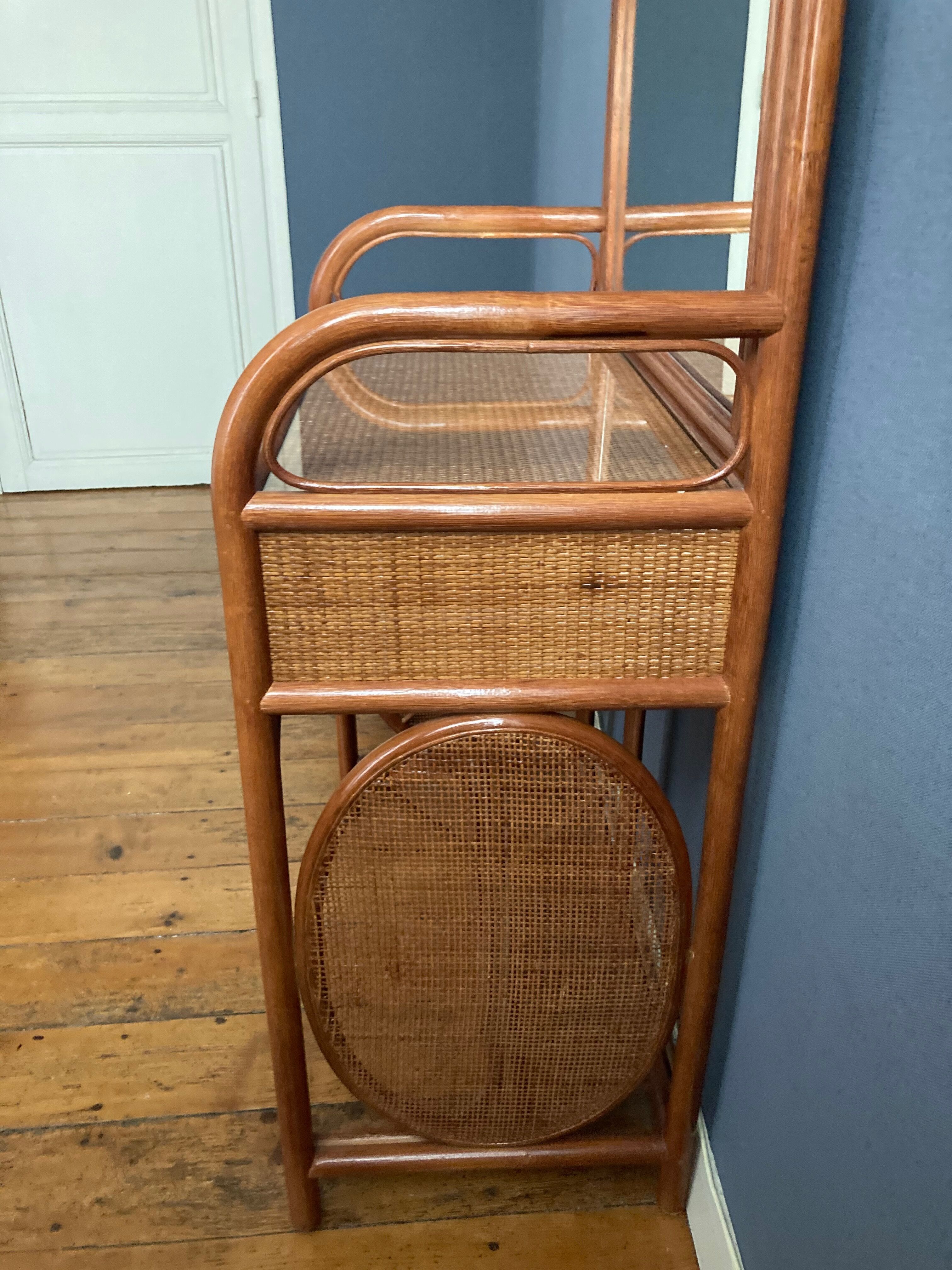 Hairdressing set and rattan chair in the 70s