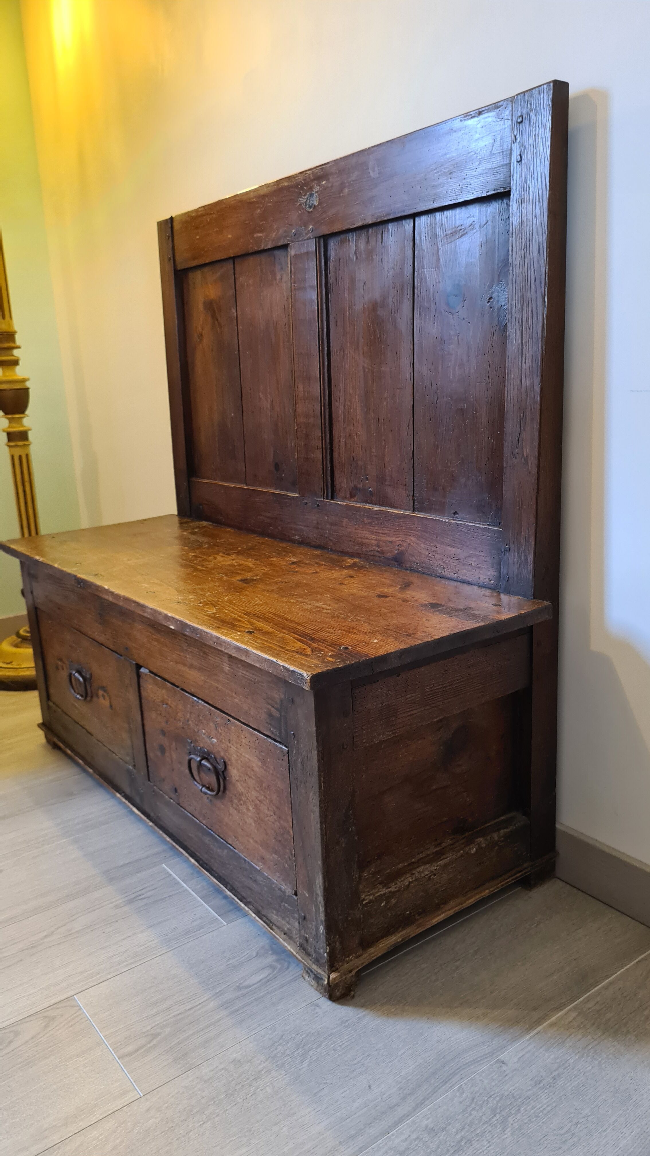 Nineteenth century oak church chest bench