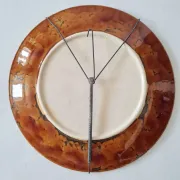 Vintage Ceramic Plate - Flower Decor - Amber Glaze