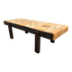Vintage ceramic coffee table with herbarium decorations by Roger Capron, solid beech base.