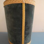 ancienne corbeille papier Massilly velours vintage waste paper basket