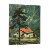 Huile Paysage de montagne années 50