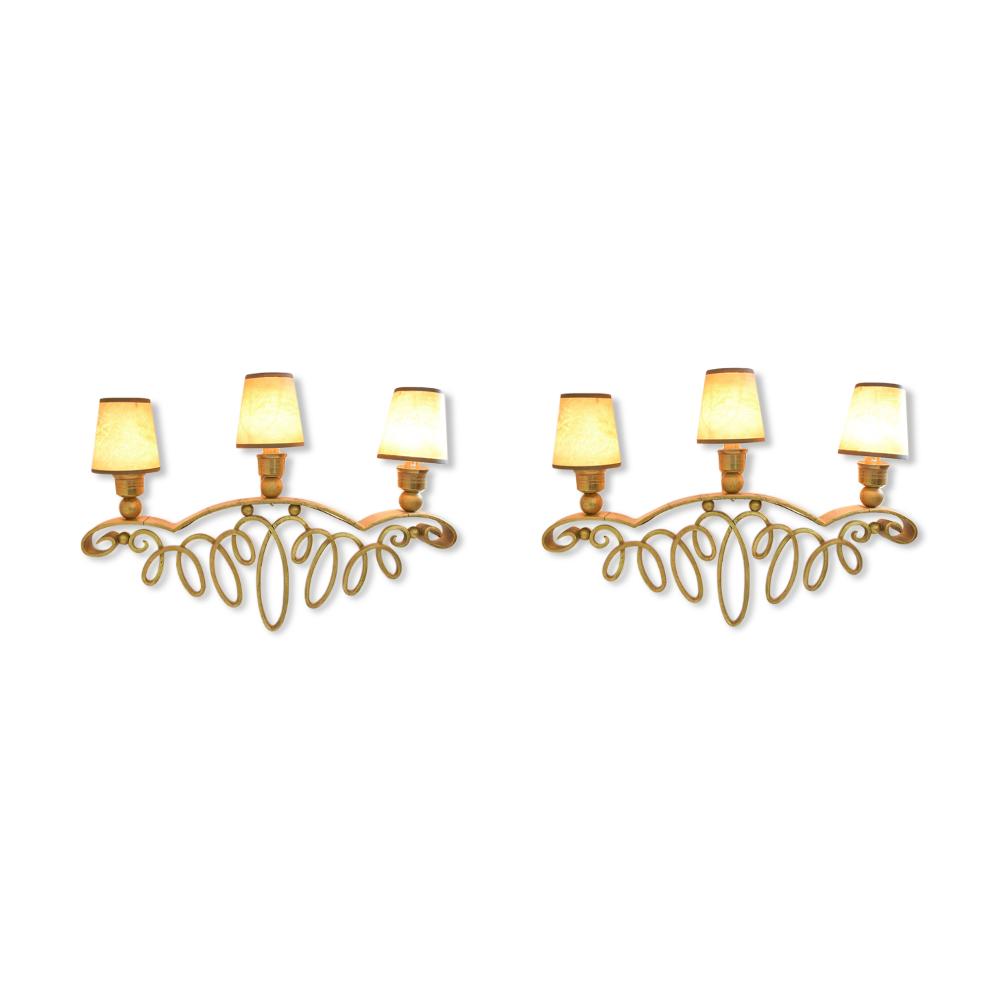 Pair of 1950 wall lights, Raymond Subes