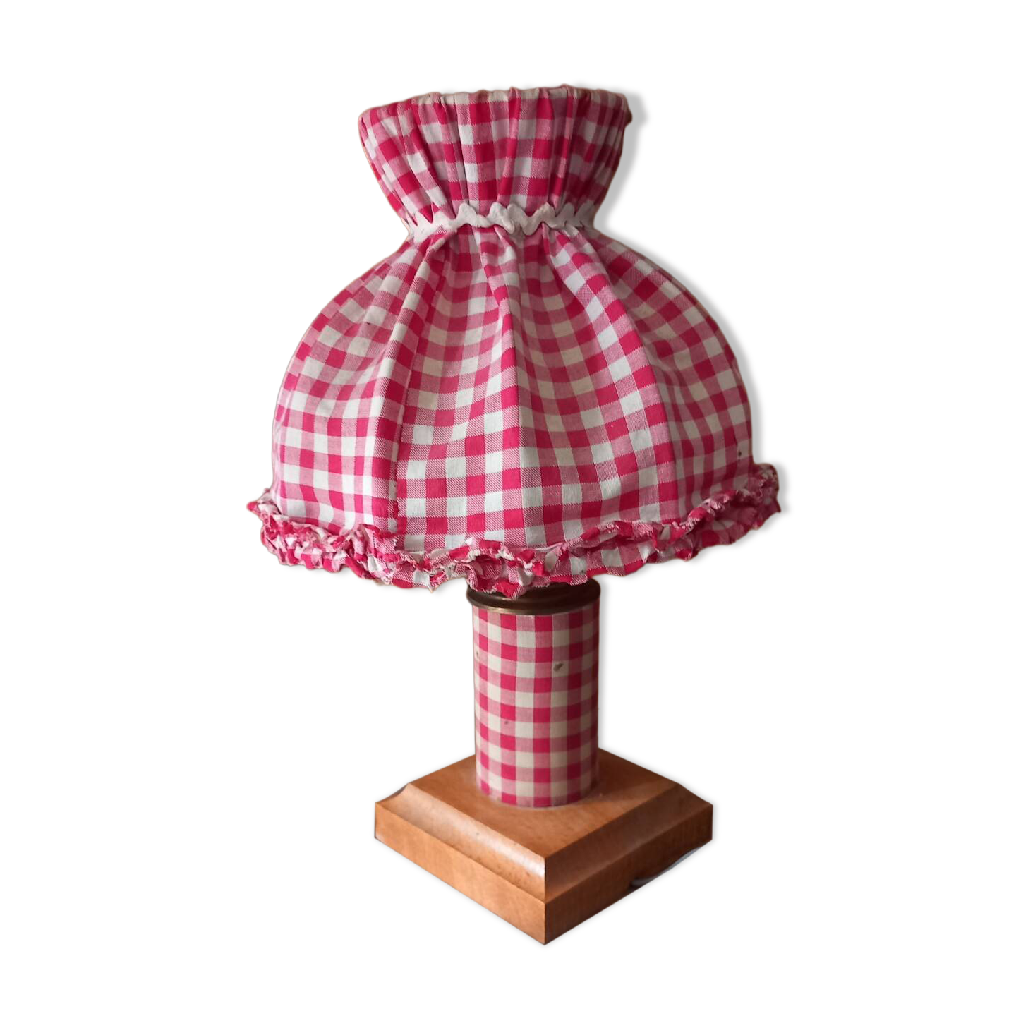 Lampe à poser rustique abat- jour vichy cottagecore