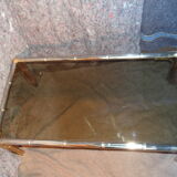 bamboo imitation coffee table and 60s glass tray